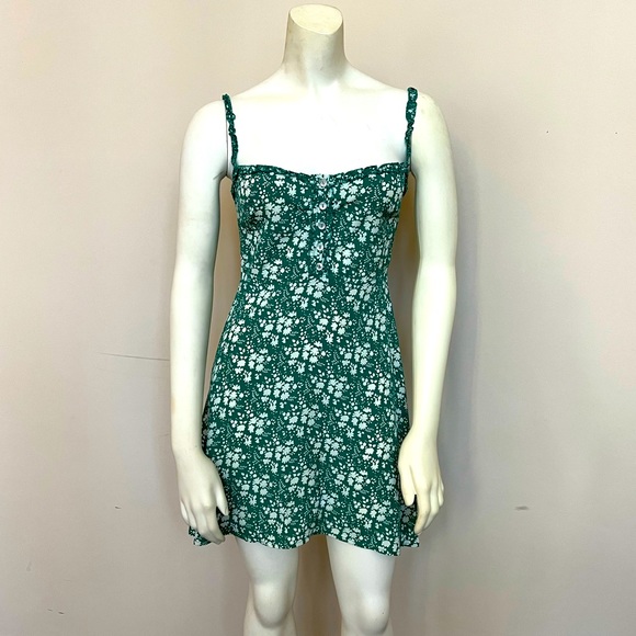 For Love & Lemons Green Floral Dress, Size Xs